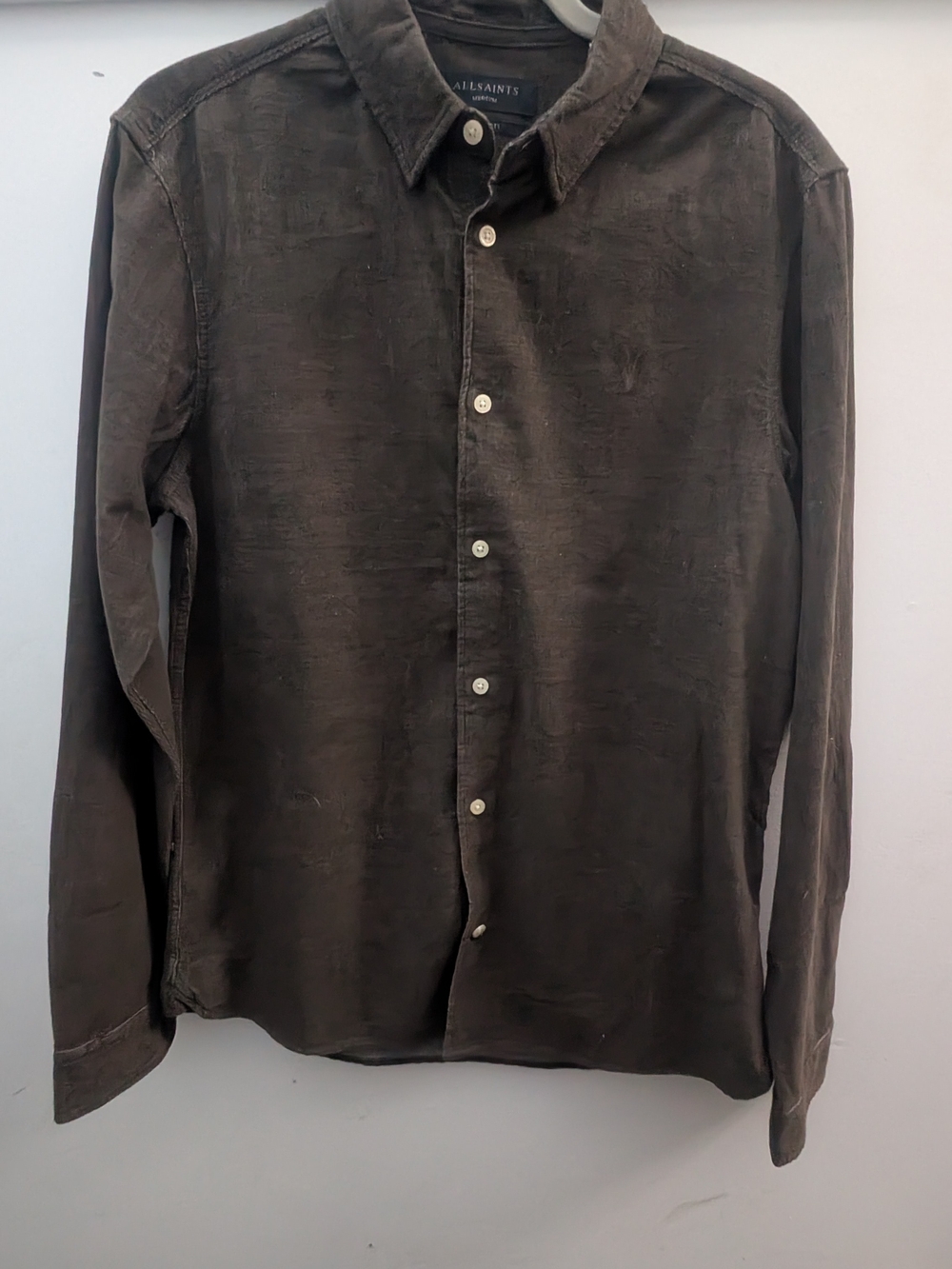 All Saints Men's Brown Lorella Long-Sleeve Button-Down Shirt